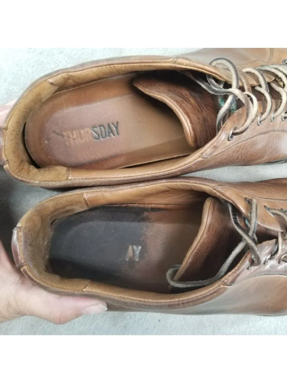Thursday Shoes Mens Size 13 Brown Leather Lace Up Sneakers *Read*